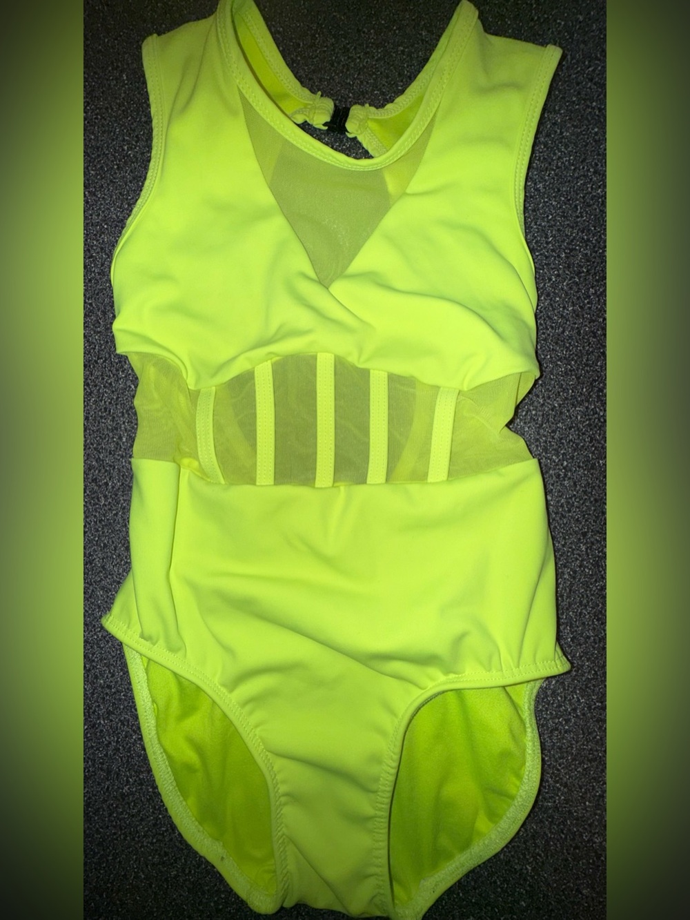 Five Dancewear Neon Yellow/Green Dance Leotard Size Youth X-Large
